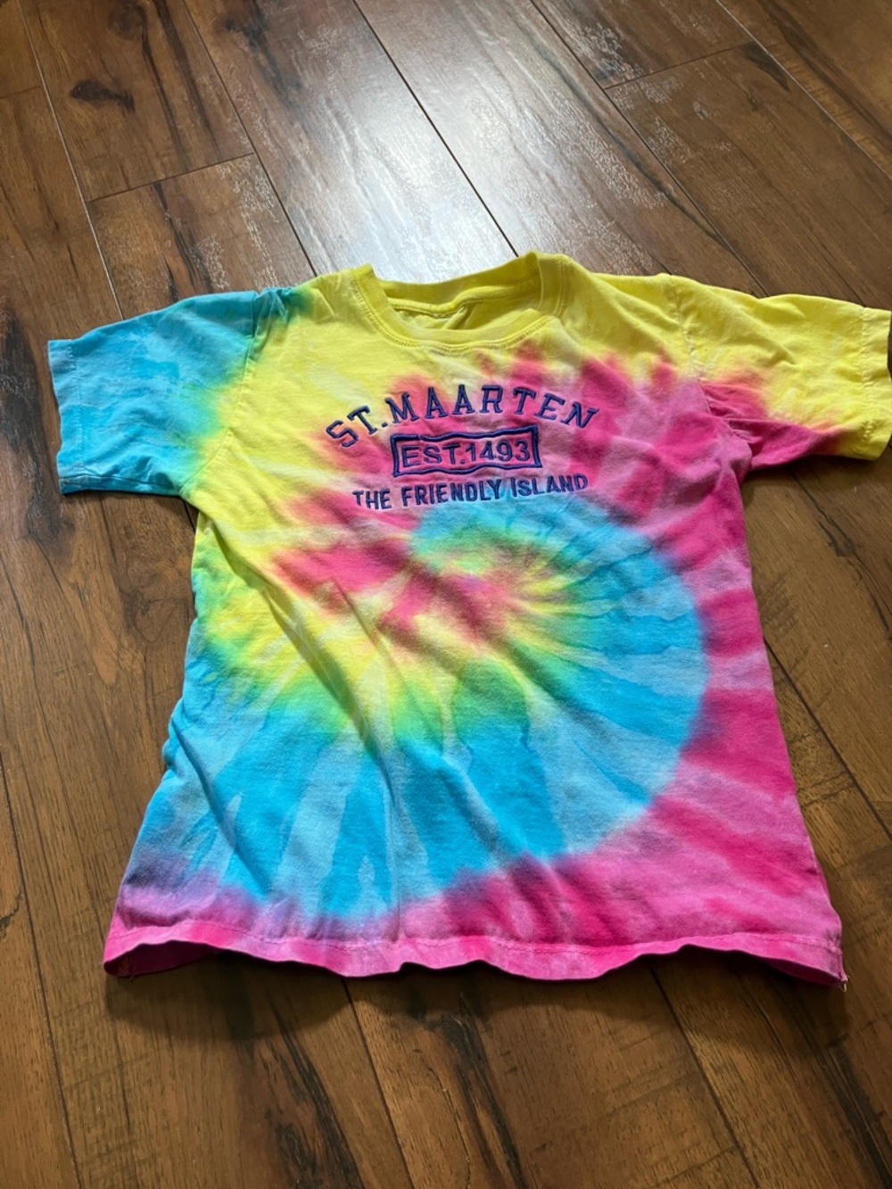 Tie-Dye Kids T-Shirt in Yellow, Pink & Blue Size X-Small